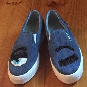 Chiara Ferragni Denim Slip On Sneakers - Size 38.